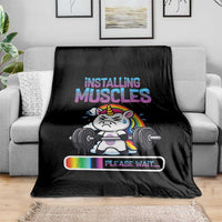 Installing Muscles Please Wait Throw Blanket Cute Unicorn Gym Workout Gift - Wonder Print Shop