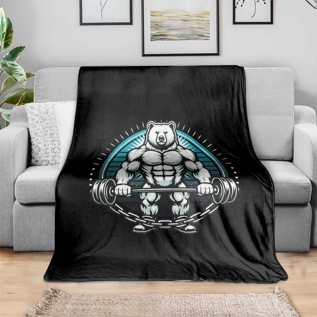 Funny Gym Workout Humor Throw Blanket Cute Weightlifting Bear Gift - Wonder Print Shop