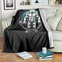Funny Gym Workout Humor Throw Blanket Cute Weightlifting Bear Gift - Wonder Print Shop