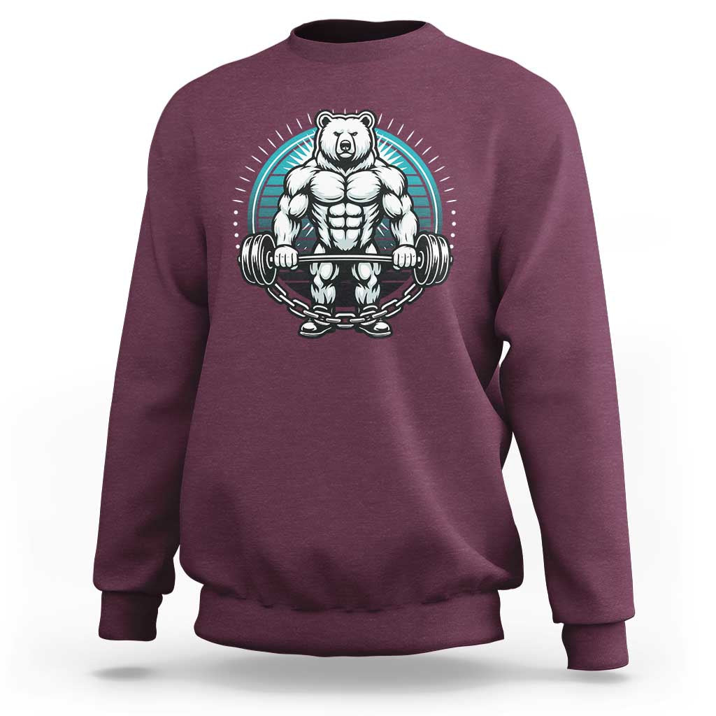 Funny Gym Workout Humor Sweatshirt Cute Weightlifting Bear Gift - Wonder Print Shop