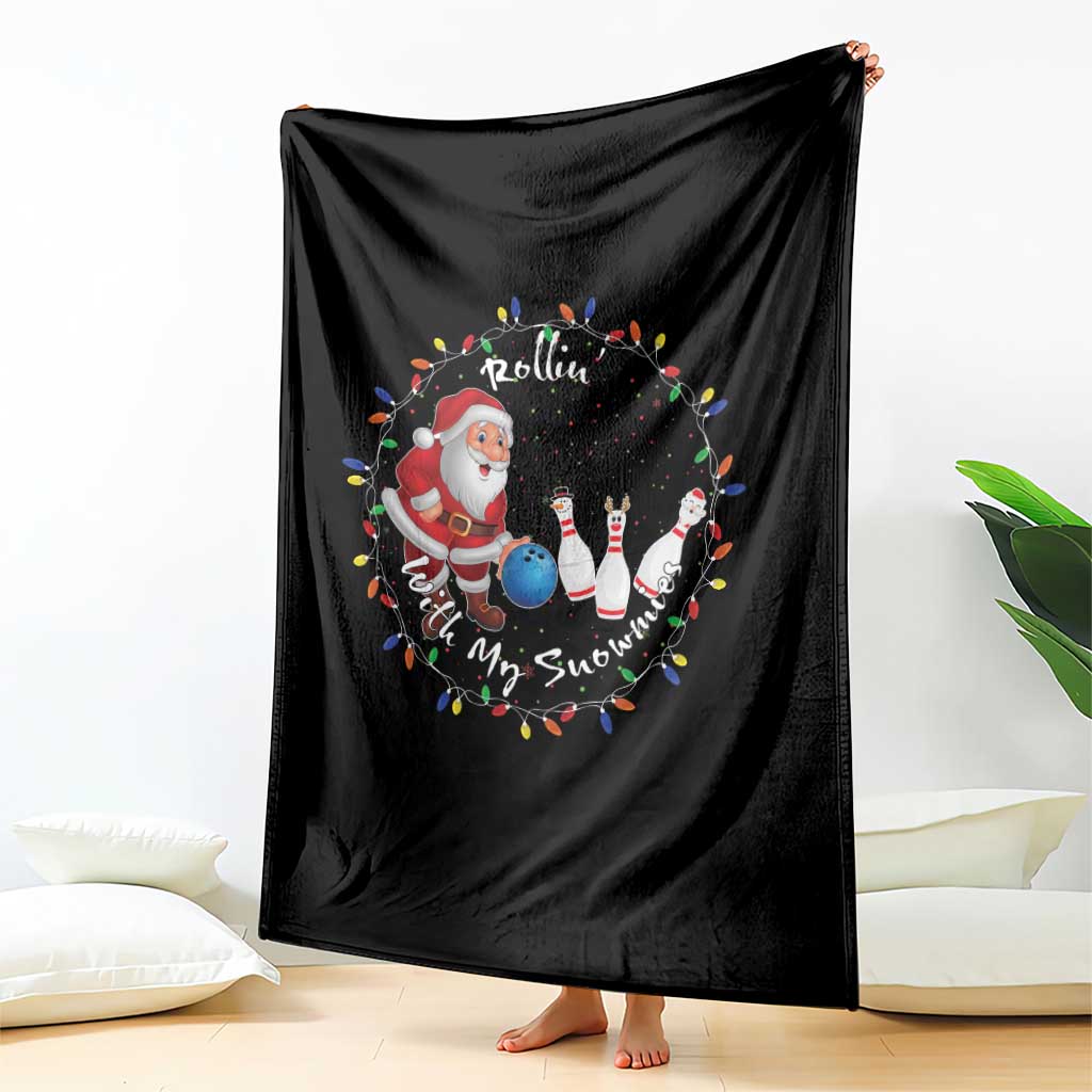 Rollin With My Snowmies Throw Blanket Bowling Xmas Gift - Wonder Print Shop