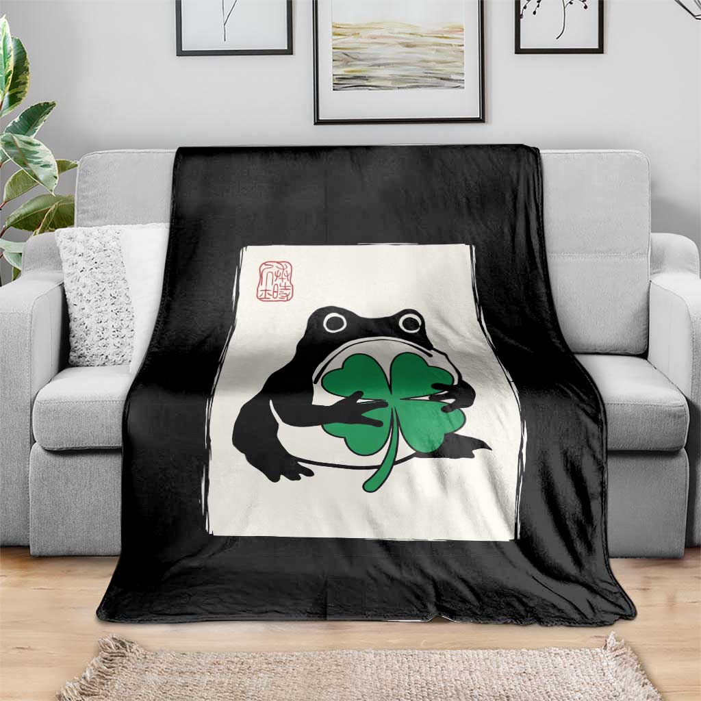 Grumpy Frog Japanese Throw Blanket St Patricks Day Gift