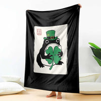 Vintage Japanese Grumpy Frog Throw Blanket Lucky St Paddys Day