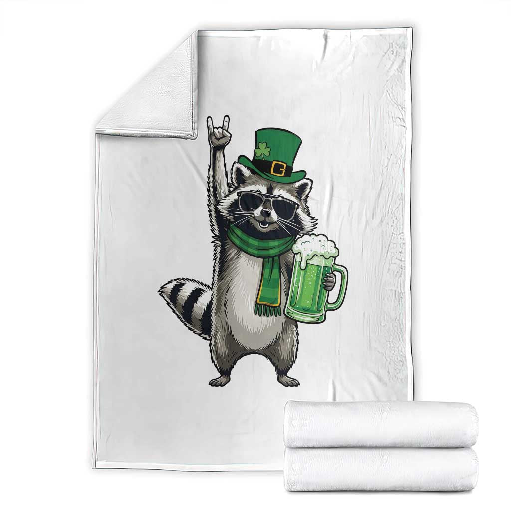 Funny Raccoon Rock On Throw Blanket St Patricks Day Gift