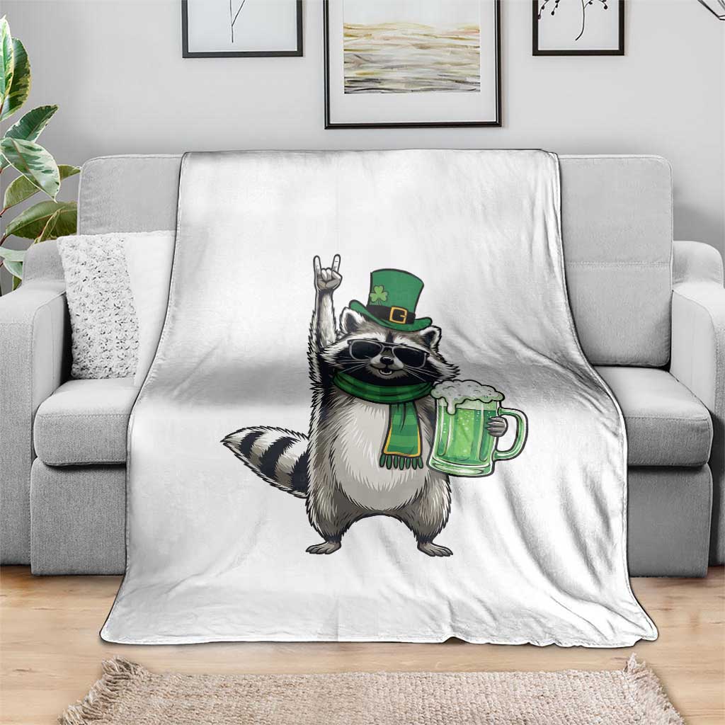 Funny Raccoon Rock On Throw Blanket St Patricks Day Gift