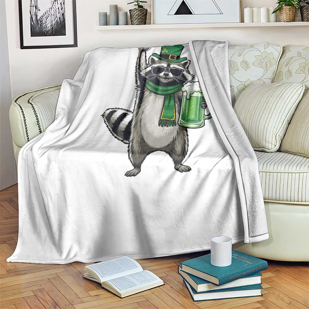 Funny Raccoon Rock On Throw Blanket St Patricks Day Gift