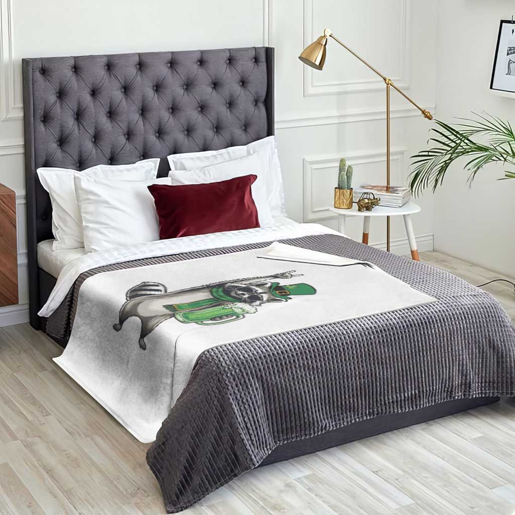 Funny Raccoon Rock On Throw Blanket St Patricks Day Gift