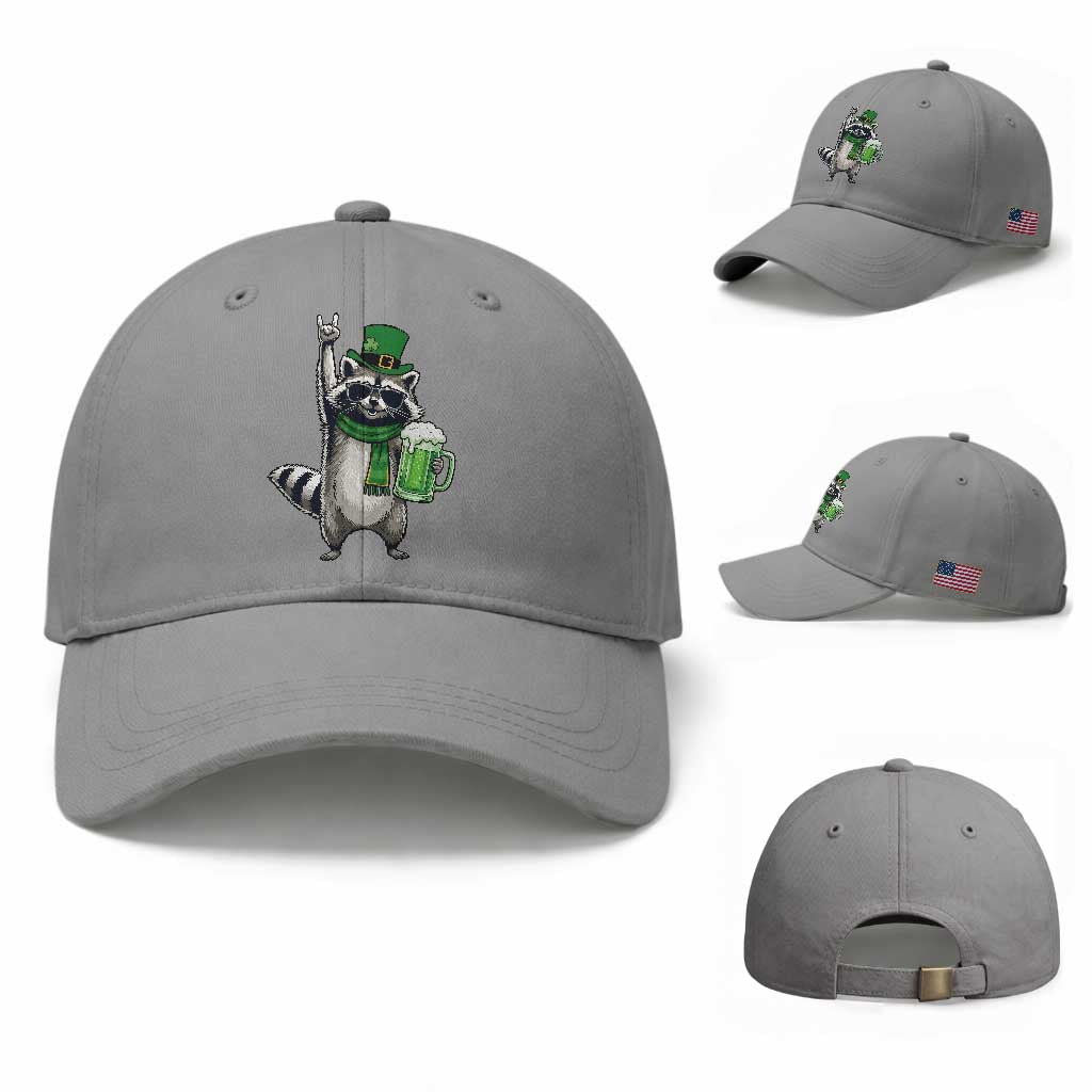 Funny Raccoon Rock On Baseball Cap St Patricks Day Gift