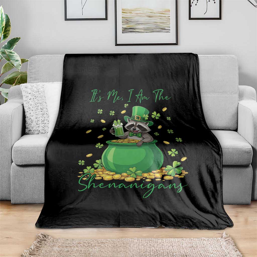 I Am The Shenanigans Throw Blanket Funny Irish Raccoon