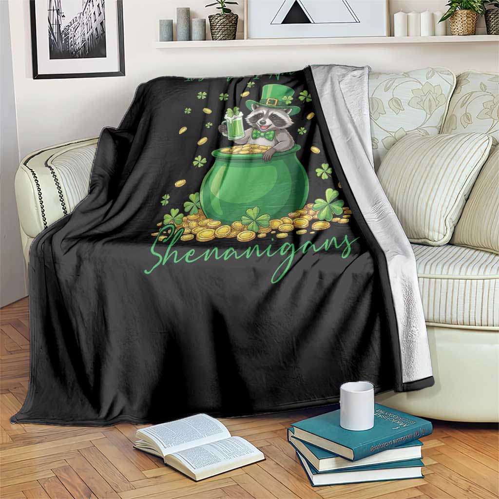 I Am The Shenanigans Throw Blanket Funny Irish Raccoon