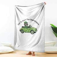 Off To Start The Shenanigans Throw Blanket Funny Irish Raccoon