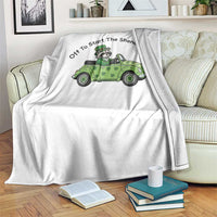 Off To Start The Shenanigans Throw Blanket Funny Irish Raccoon