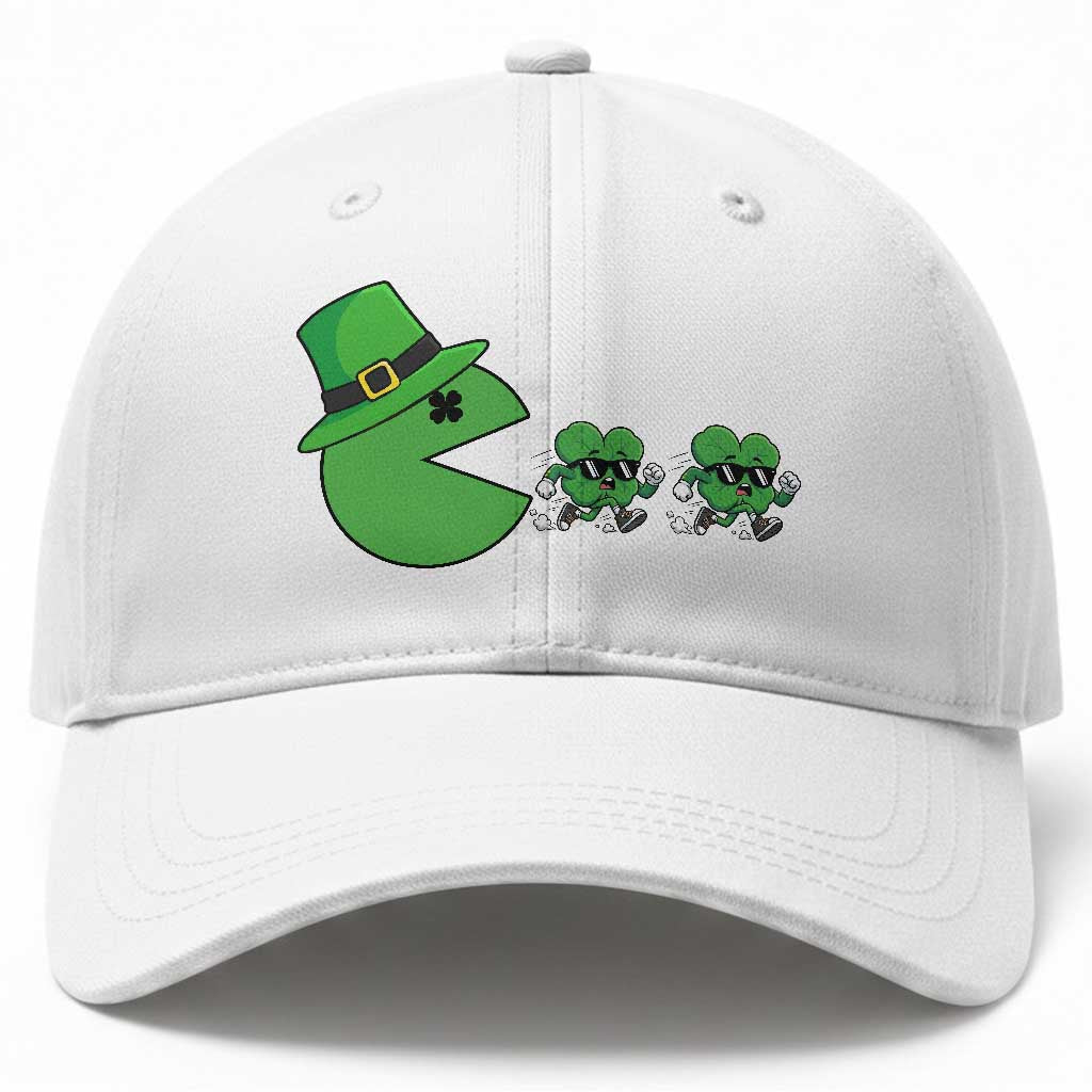 St Patricks Day Retro Gamer Eating Shamrock Lucky Gift Baseball Cap