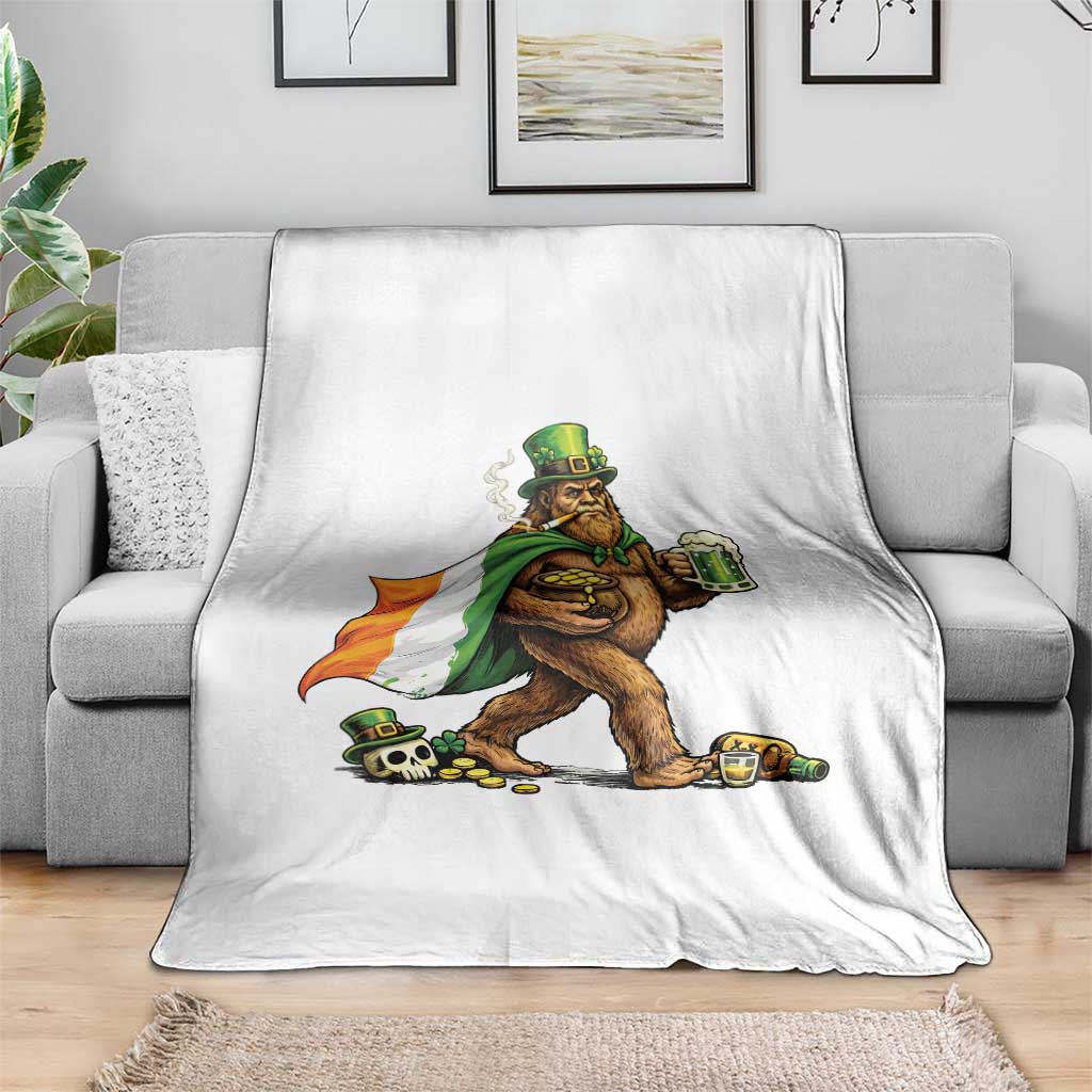 Funny St Patricks Day Bigfoot Throw Blanket Mythical Party Gift