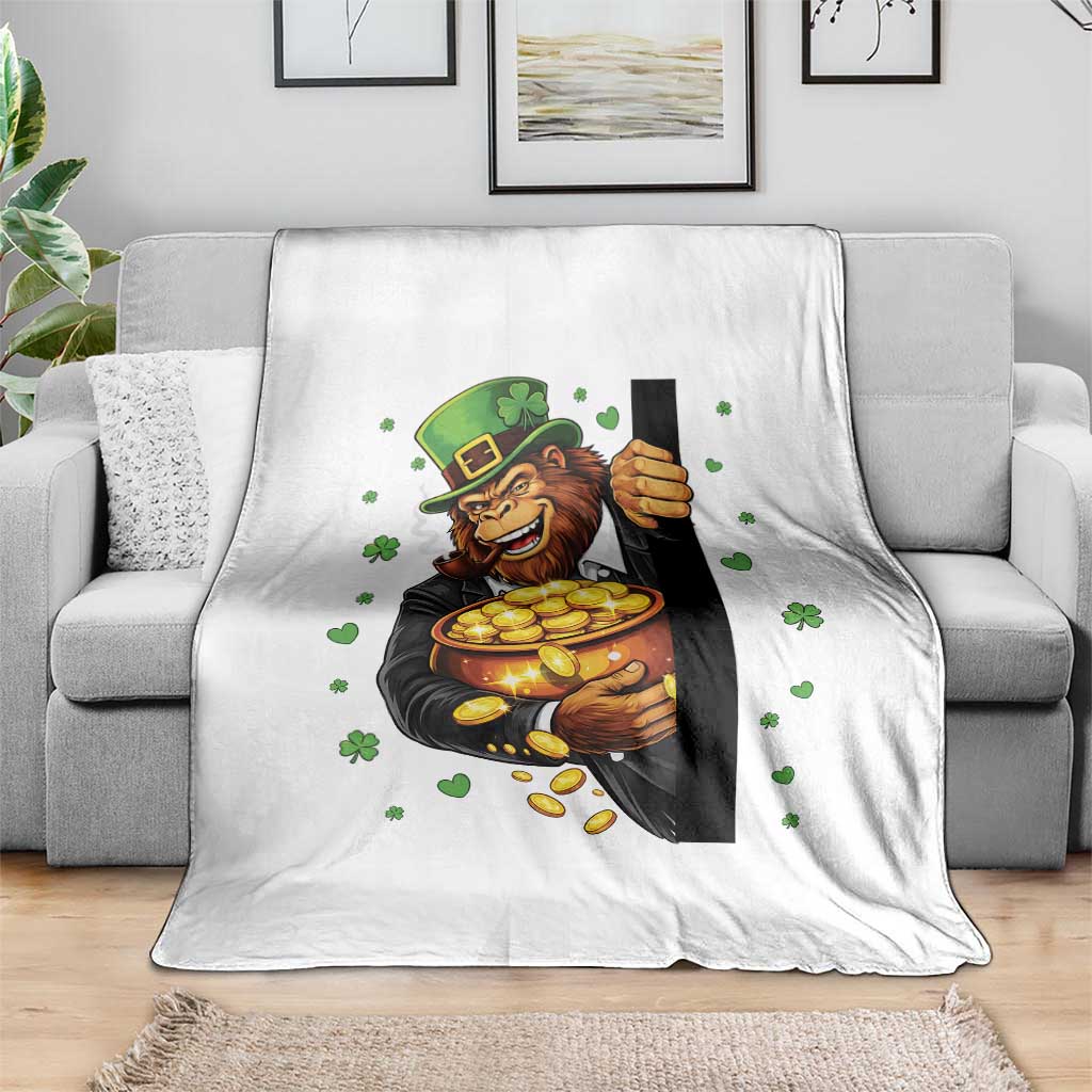 Funny St Patricks Day Bigfoot Throw Blanket Irish Revelry Gift