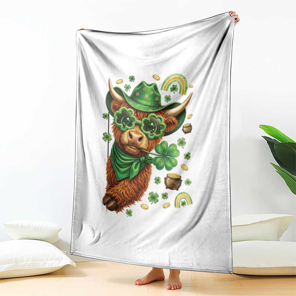 Funny Irish Highland Cow Throw Blanket St Patricks Day Gift