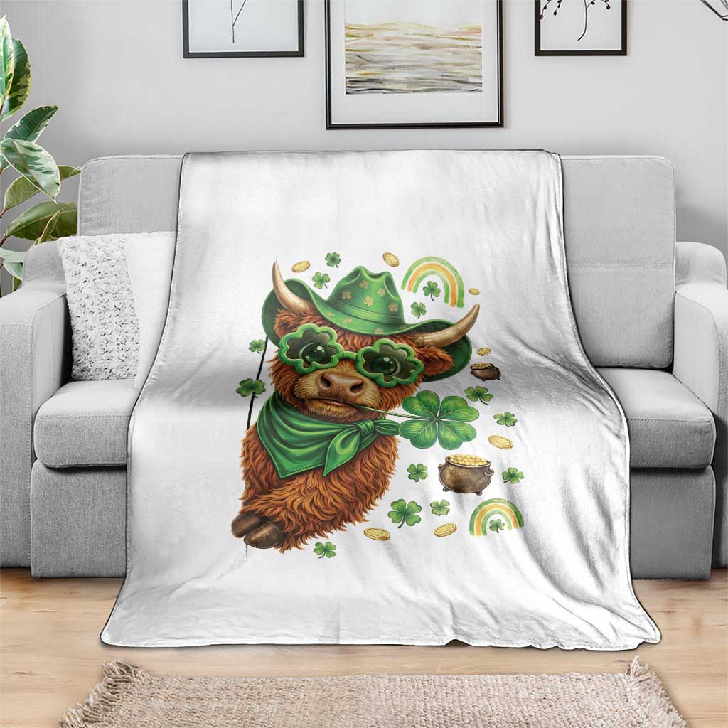 Funny Irish Highland Cow Throw Blanket St Patricks Day Gift