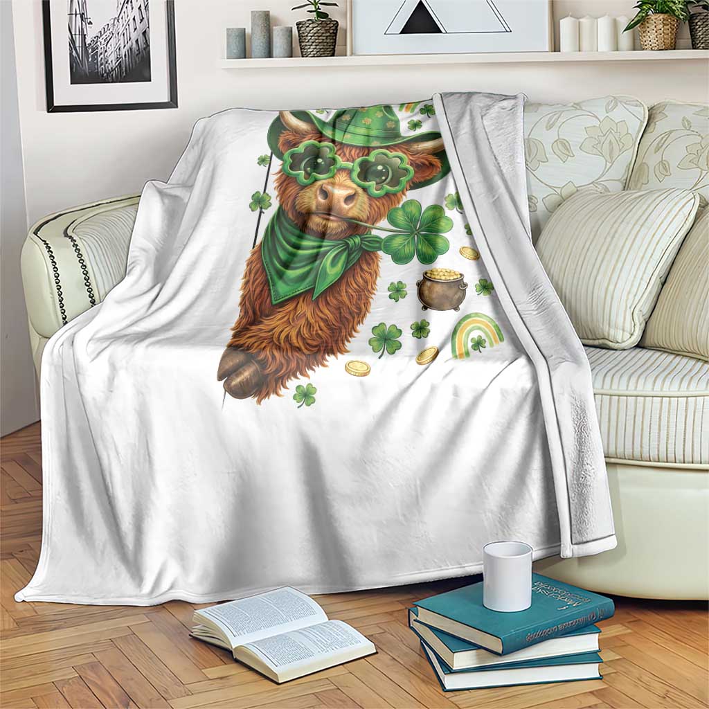 Funny Irish Highland Cow Throw Blanket St Patricks Day Gift