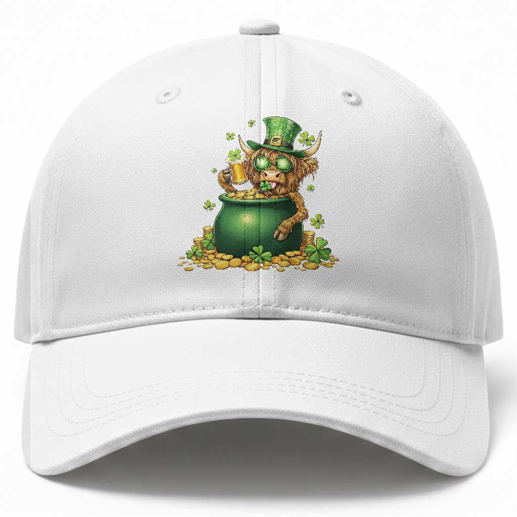 Funny Highland Cow St Patricks Day Baseball Cap Farm Lover Gift