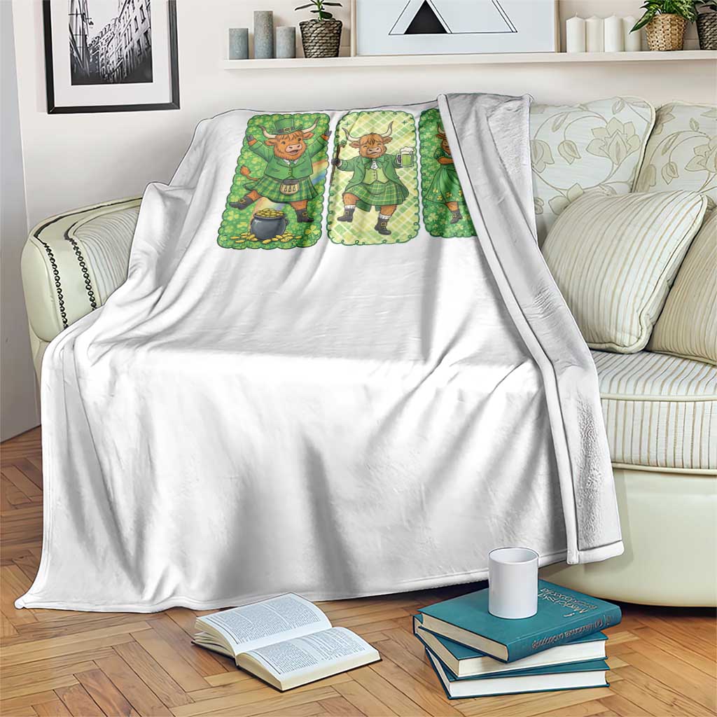 Vintage Highland Cow St Patricks Day Throw Blanket Farm Lover Gift