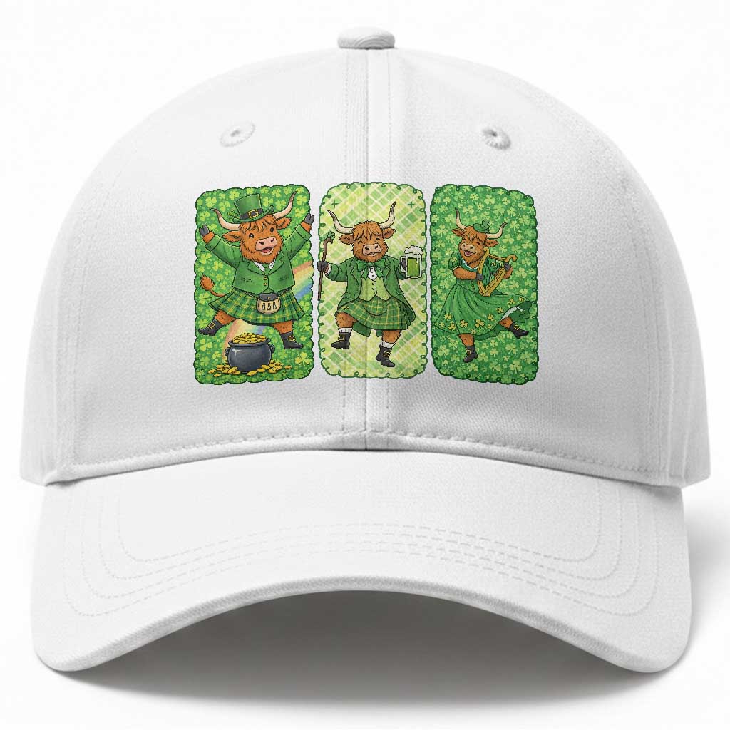 Vintage Highland Cow St Patricks Day Baseball Cap Farm Lover Gift
