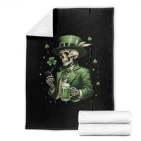 Skeleton St Patricks Day Drinking Throw Blanket Irish Party Gift