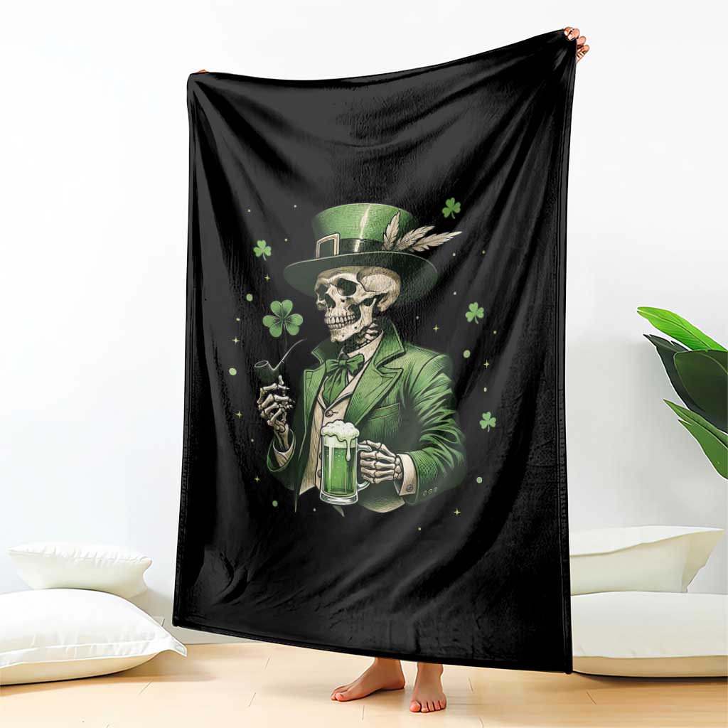Skeleton St Patricks Day Drinking Throw Blanket Irish Party Gift