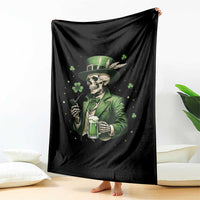Skeleton St Patricks Day Drinking Throw Blanket Irish Party Gift
