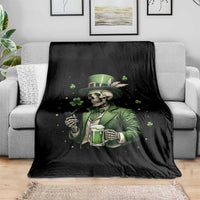 Skeleton St Patricks Day Drinking Throw Blanket Irish Party Gift