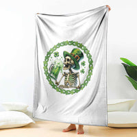 Lucky Irish Skeleton St Patricks Day Throw Blanket Beer Lover