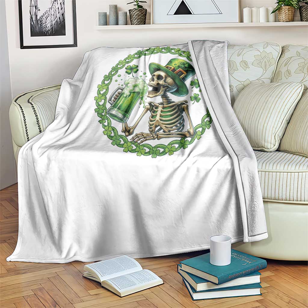 Lucky Irish Skeleton St Patricks Day Throw Blanket Beer Lover
