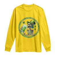 Lucky Irish Skeleton St Patricks Day Long Sleeve Shirt Beer Lover