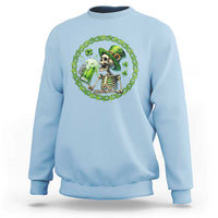 Lucky Irish Skeleton St Patricks Day Sweatshirt Beer Lover
