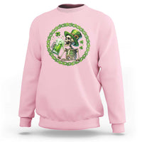 Lucky Irish Skeleton St Patricks Day Sweatshirt Beer Lover