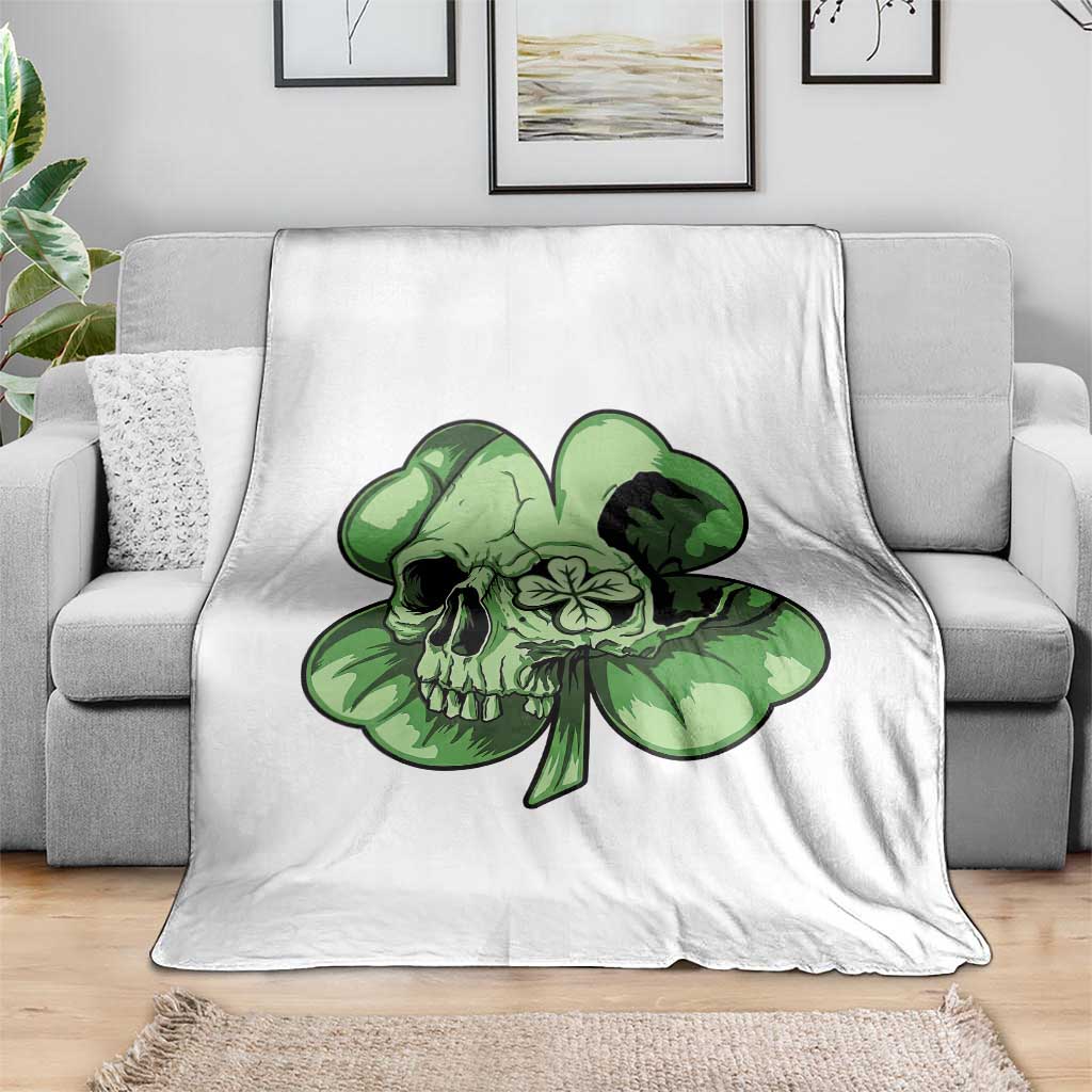 St Patricks Day Lucky Shamrock Skull Gift Throw Blanket