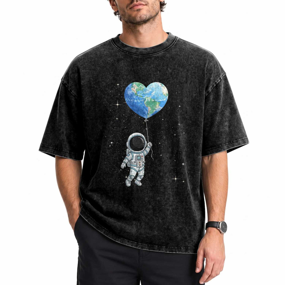 Astronaut Protect The Planet Washed Cotton T-Shirt Earth Day Gift
