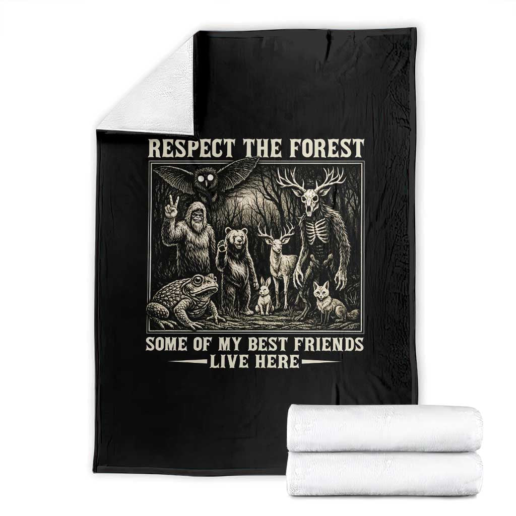 Respect The Forest My Best Friends Live Here Throw Blanket Cryptid Forest Lover