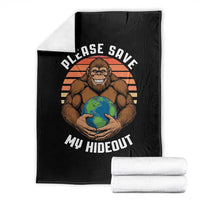 Funny Earth Day Bigfoot Throw Blanket Please Save My Hideout