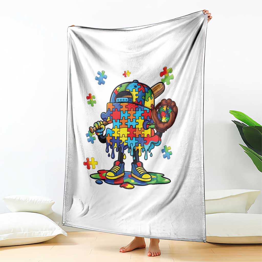 Autism Acceptance Baseball Throw Blanket Colorful Drip Graphic Neurodiversity Support