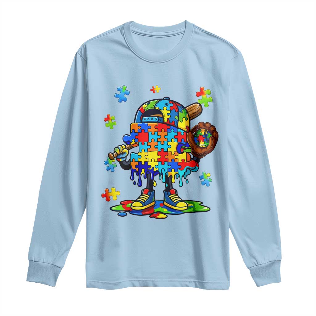 Autism Acceptance Baseball Long Sleeve Shirt Colorful Drip Graphic Neurodiversity Support