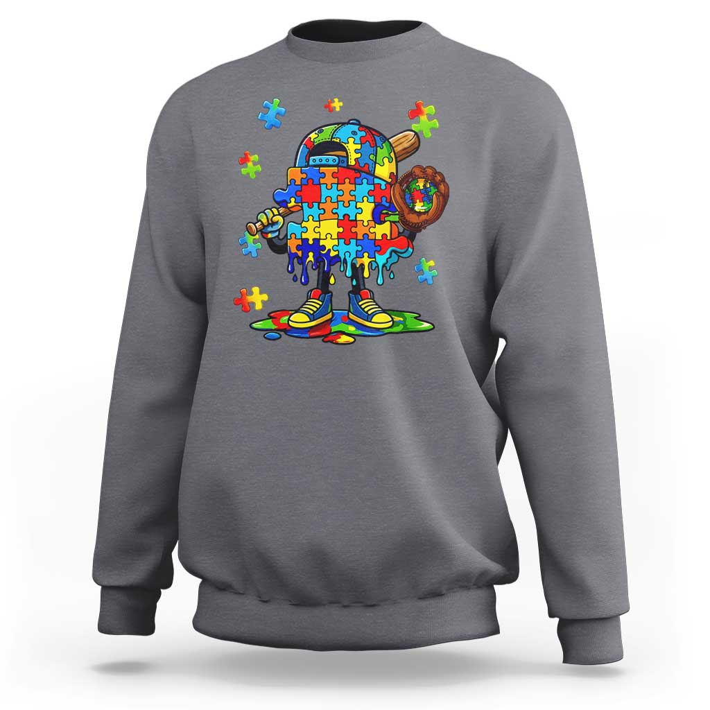 Autism Acceptance Baseball Sweatshirt Colorful Drip Graphic Neurodiversity Support