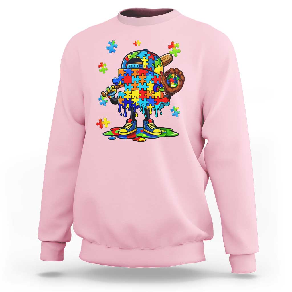 Autism Acceptance Baseball Sweatshirt Colorful Drip Graphic Neurodiversity Support