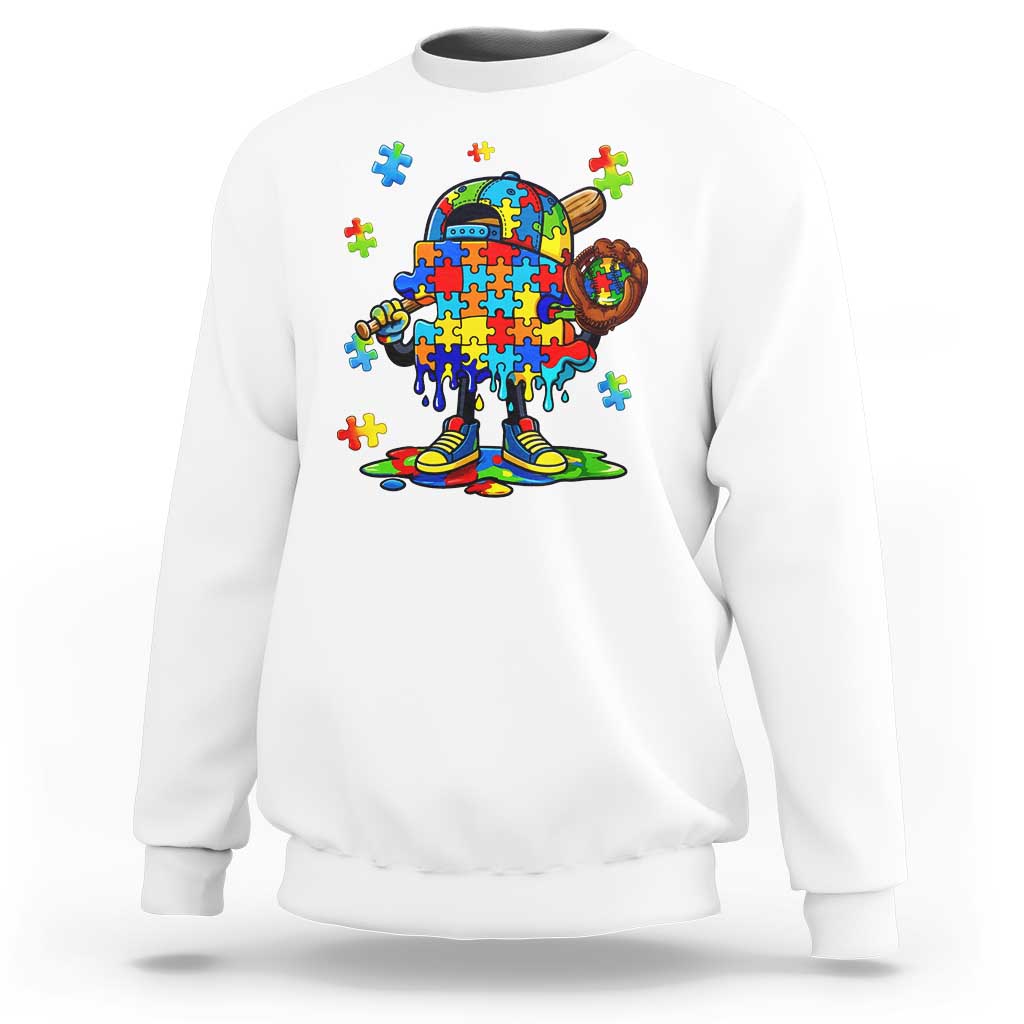 Autism Acceptance Baseball Sweatshirt Colorful Drip Graphic Neurodiversity Support