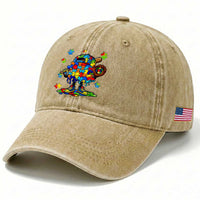 Autism Acceptance Baseball Washed Cotton Baseball Cap Colorful Drip Graphic Neurodiversity Support