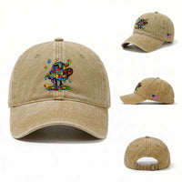 Autism Acceptance Baseball Washed Cotton Baseball Cap Colorful Drip Graphic Neurodiversity Support