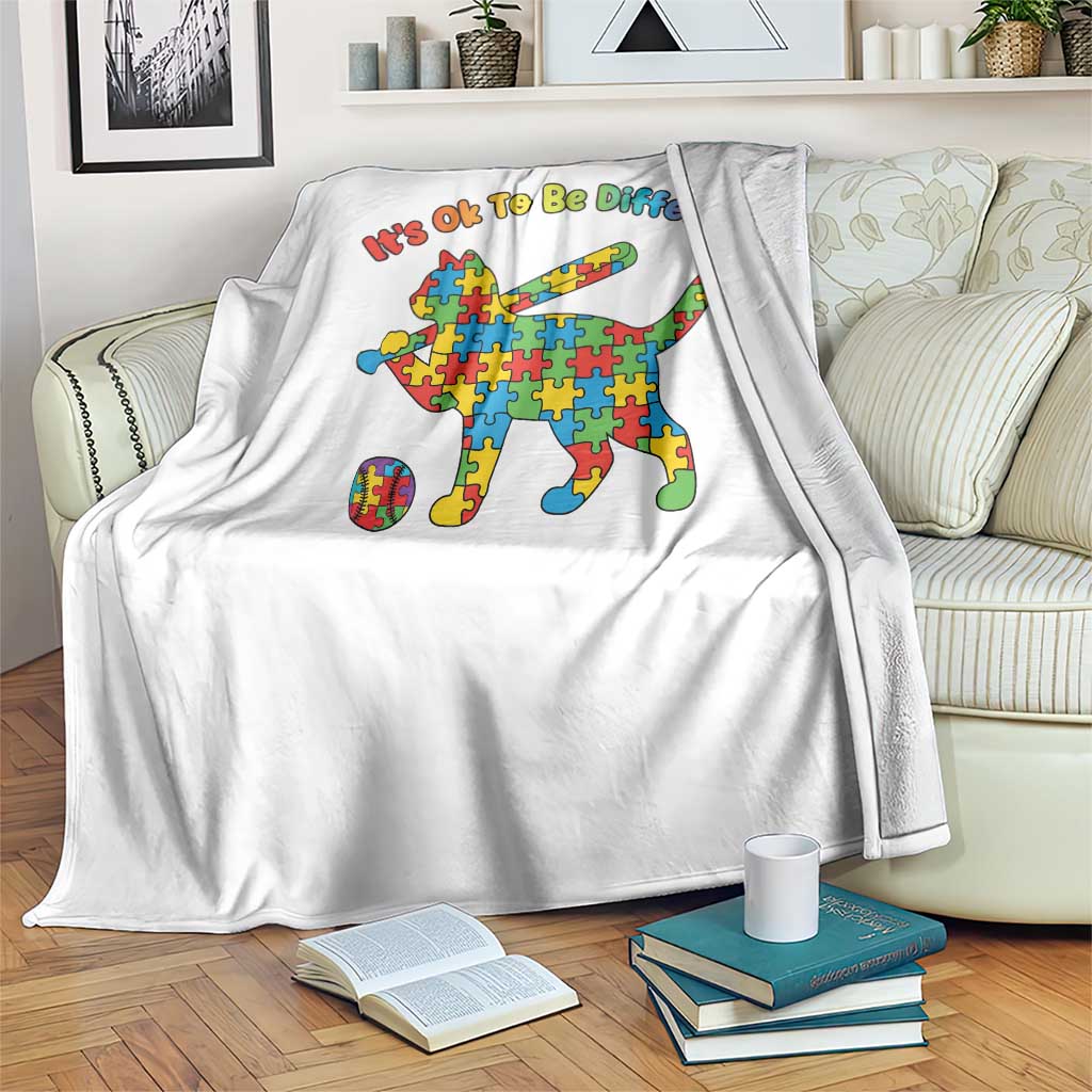Autism Acceptance Baseball Cat Throw Blanket It Is Ok To Be Different