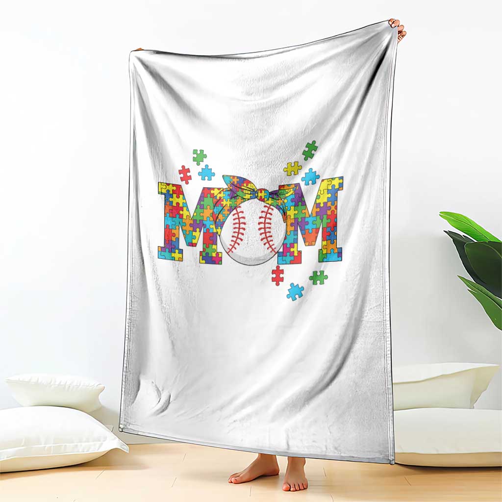 Autism Acceptance Baseball Mom Throw Blanket Proud Mom Inclusive Support Graphic