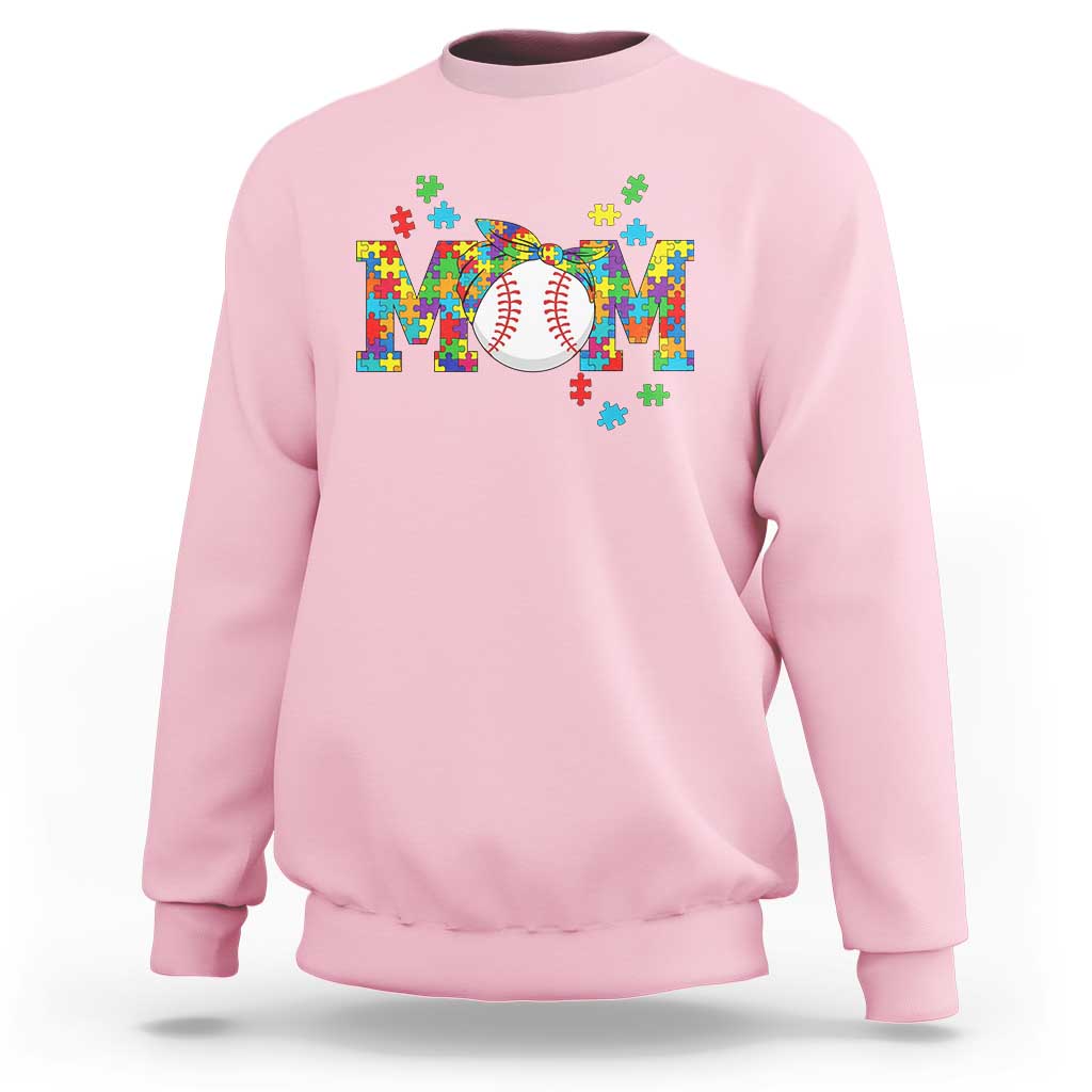 Autism Acceptance Baseball Mom Sweatshirt Proud Mom Inclusive Support Graphic