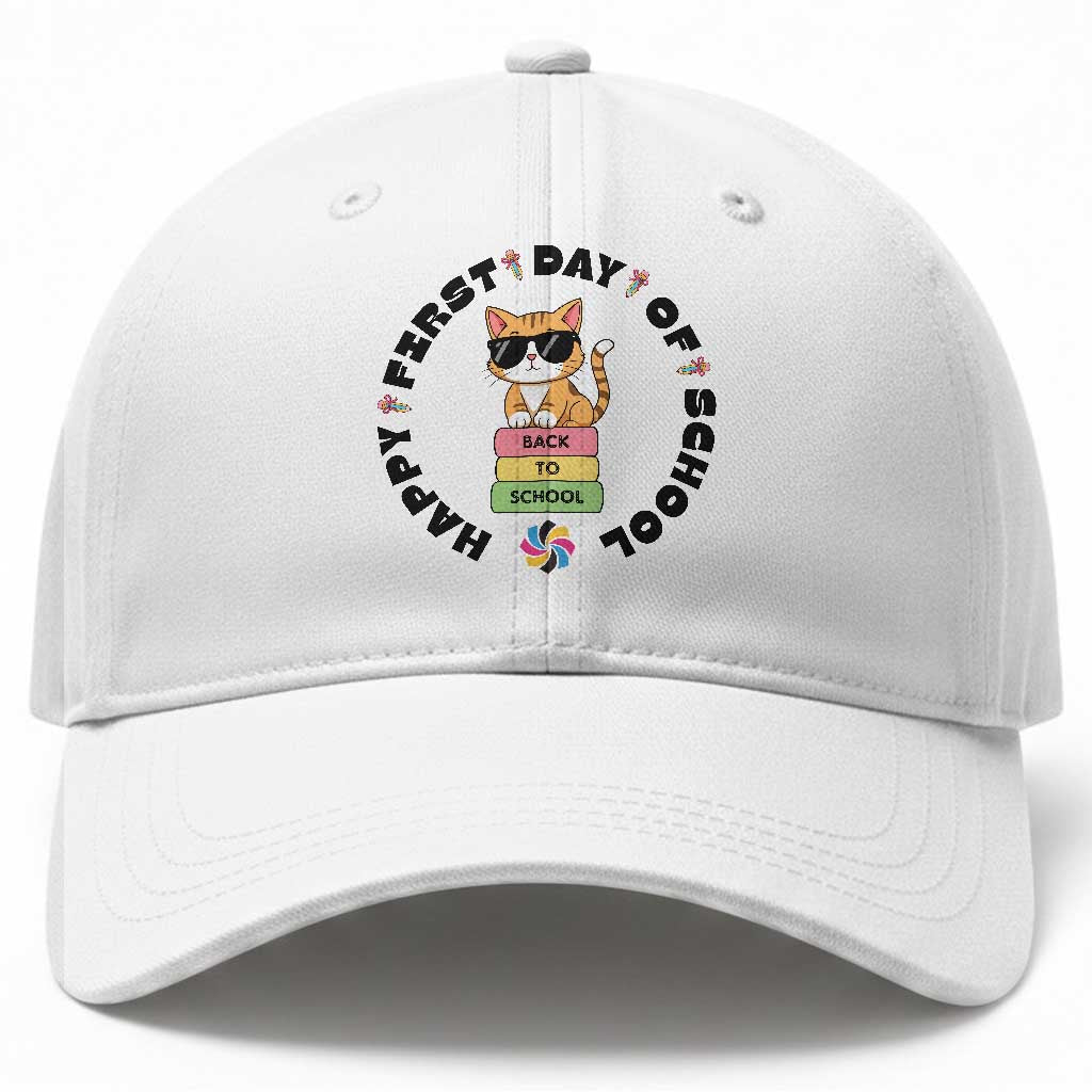 Cat Happy First Day Of School Baseball Cap Back To School Gift For Kids
