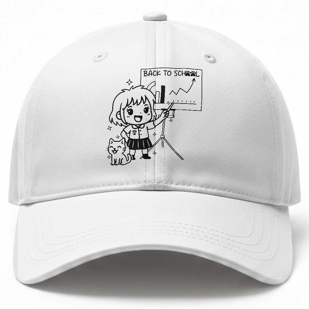 Back To school Baseball Cap Funny Teacher Teaching Cat Lover Gift
